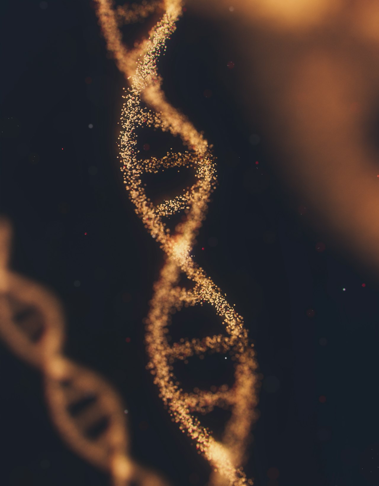 Golden particles forming a DNA strand